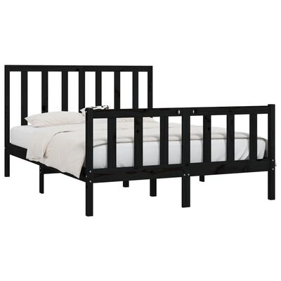 vidaXL Bed Frame without Mattress Black 160x200 cm Solid Wood