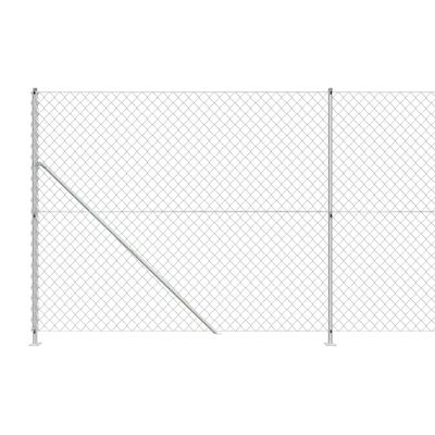 vidaXL Chain Link Fence with Flange Silver 1.4x25 m