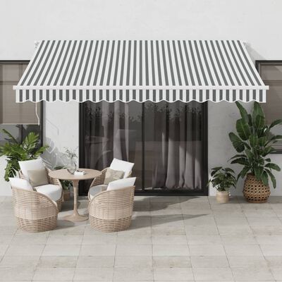 vidaXL Automatic Retractable Awning Anthracite&White 400x350 cm