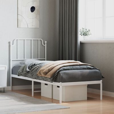 vidaXL Metal Bed Frame without Mattress with Headboard White 80x200 cm