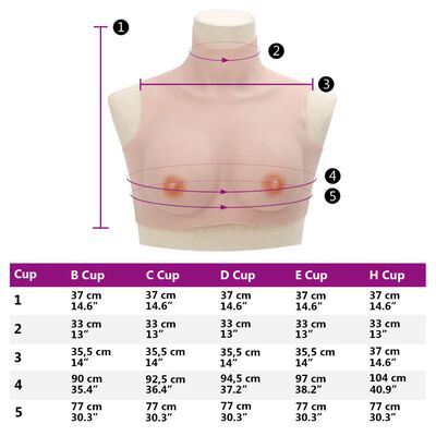 vidaXL Silicone Breastplate Caucasian B Cup