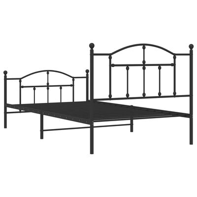 vidaXL Metal Bed Frame without Mattress with Footboard Black 100x200 cm