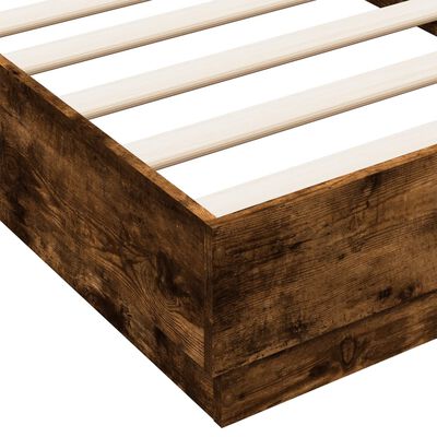 vidaXL Bed Frame without Mattress Smoked Oak 75x190 cm Small Single Engineered Wood