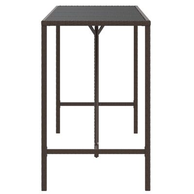 vidaXL Bar Table with Glass Top Brown 180x70x110 cm Poly Rattan