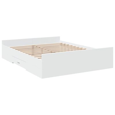 vidaXL Bed Frame with Drawers without Mattress White 160x200 cm