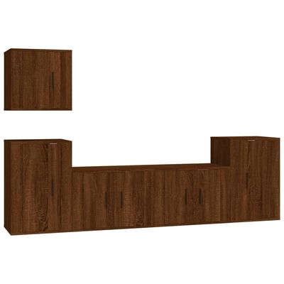 vidaXL 5 Piece TV Cabinet Set Brown Oak Engineered Wood