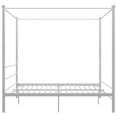 vidaXL Canopy Bed Frame without Mattress White Metal 180x200 cm Super King