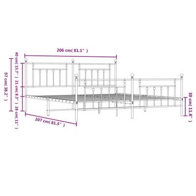 vidaXL Metal Bed Frame without Mattress with Footboard Black 200x200 cm