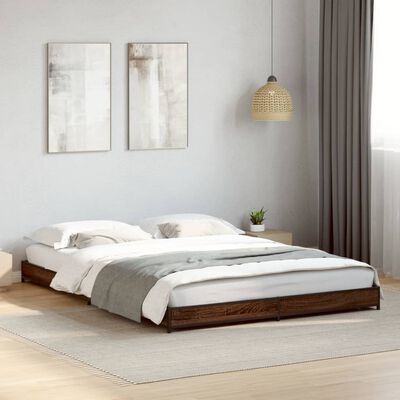 vidaXL Bed Frame without Mattress Brown Oak 140x200 cm