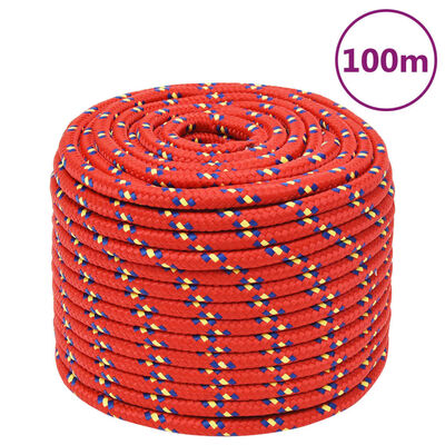 vidaXL Boat Rope Red 12 mm 100 m Polypropylene