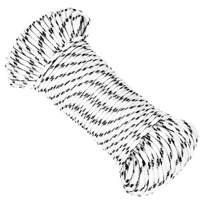 vidaXL Braided Boat Rope White 3 mmx50 m Polyester