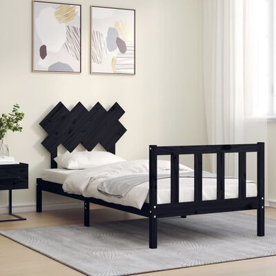 vidaXL Bed Frame without Mattress Black 90x200 cm Solid Wood Pine