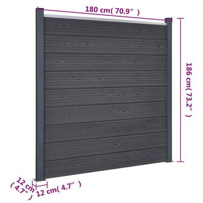 vidaXL Fence Panel Set Grey 353x186 cm WPC