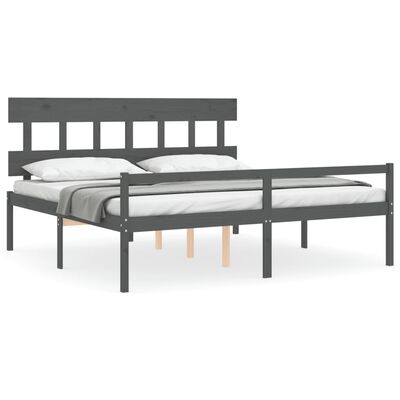 vidaXL Senior Bed without Mattress Grey 200x200 cm Solid Wood