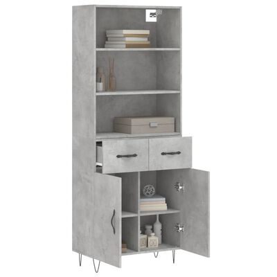 vidaXL Highboard Concrete Grey 69.5x34x180 cm Engineered Wood