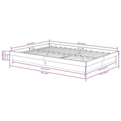 vidaXL Bed Frame without Mattress Solid Wood King Size