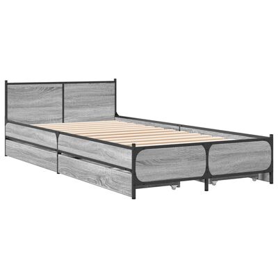 vidaXL Bed Frame with Drawers without Mattress Grey Sonoma 90x190 cm Single