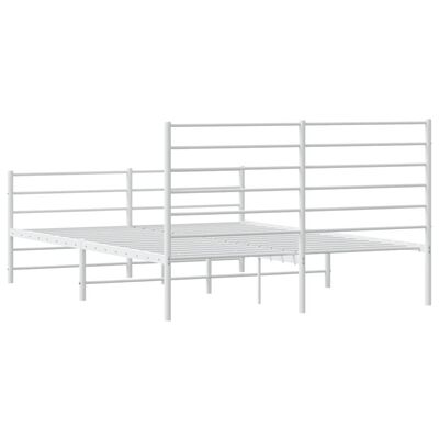 vidaXL Metal Bed Frame without Mattress with Footboard White 120x190 cm Small Double