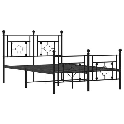 vidaXL Metal Bed Frame without Mattress with Footboard Black 120x200 cm