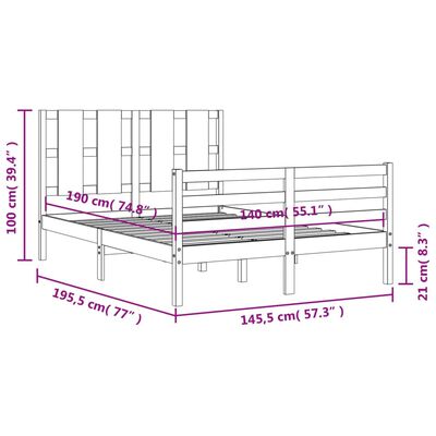 vidaXL Bed Frame without Mattress 140x190 cm Solid Wood