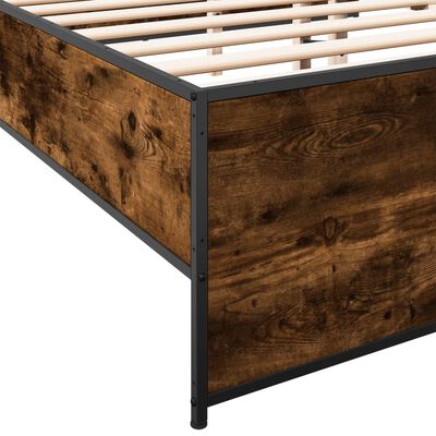 vidaXL Bed Frame without Mattress Smoked Oak 140x200 cm