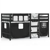 vidaXL Kids' Loft Bed with Curtains without Mattress White&Black 80x200 cm