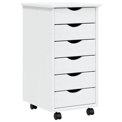 vidaXL Rolling Cabinet with Drawers MOSS White Solid Wood Pine