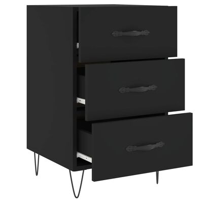 vidaXL Bedside Cabinet Black 40x40x66 cm Engineered Wood