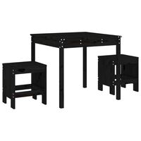 vidaXL 3 Piece Garden Bistro Set Black Solid Wood Pine