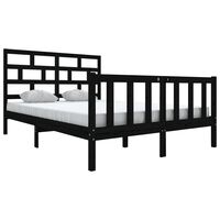 vidaXL Bed Frame without Mattress Black Solid Wood 140x200 cm (810086+814198)