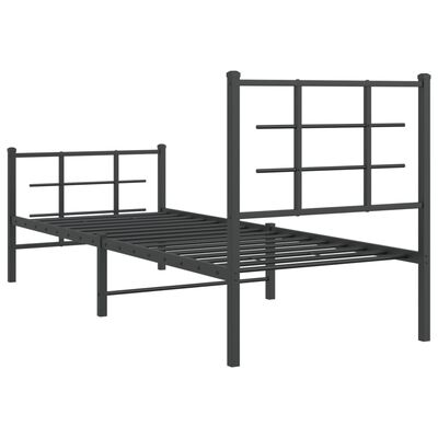 vidaXL Metal Bed Frame without Mattress with Footboard Black 75x190 cm Small Single