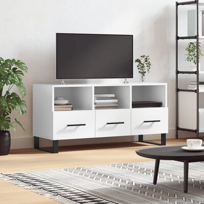 vidaXL TV Cabinet High Gloss White 102x36x50 cm Engineered Wood