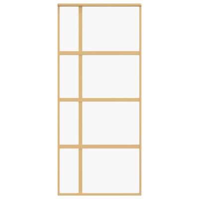 vidaXL Sliding Door Gold 90x205 cm Clear ESG Glass and Aluminium