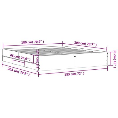 vidaXL Bed Frame with Drawers without Mattress Sonoma Oak 180x200 cm Super King