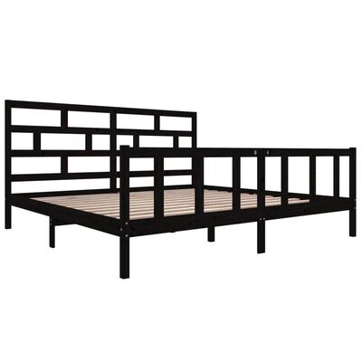 vidaXL Bed Frame without Mattress Black Solid Wood 200x200 cm (810106+814218)