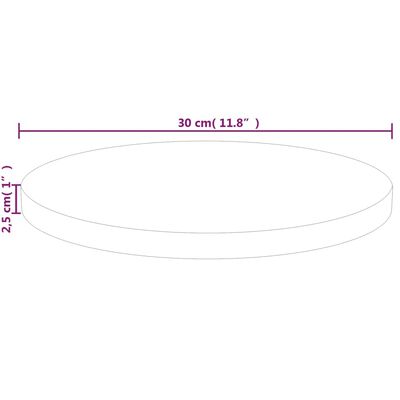 vidaXL Round Table Top Ø30x2,5 cm Untreated Solid Wood Oak