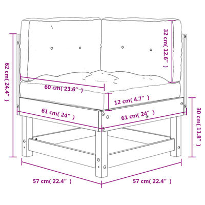 vidaXL Corner Sofa with Cushions Black Solid Wood Pine