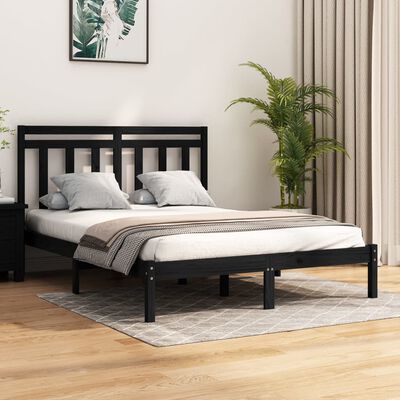 vidaXL Bed Frame without Mattress Black 120x200 cm Solid Wood