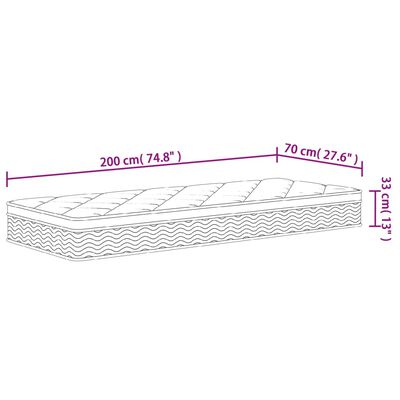 vidaXL Pocket Spring Mattress Medium Plus 70x200 cm