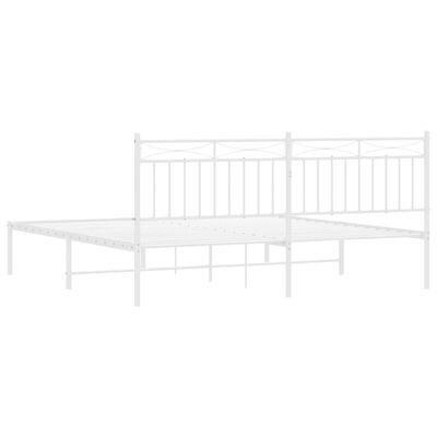 vidaXL Metal Bed Frame without Mattress with Headboard White 183x213 cm