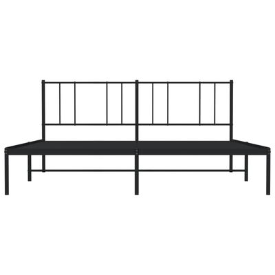 vidaXL Metal Bed Frame without Mattress with Headboard Black 183x213 cm