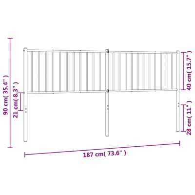 vidaXL Metal Headboard White 180 cm