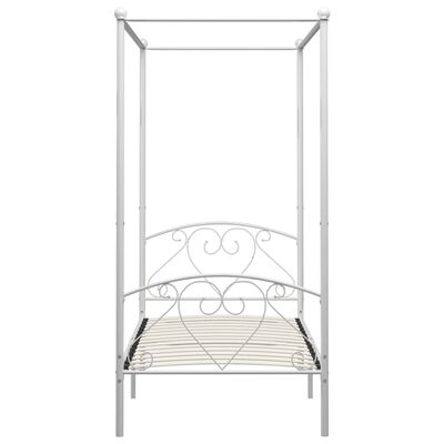 vidaXL Canopy Bed Frame without Mattress White Metal 120x200 cm