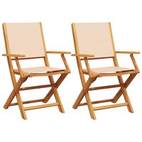 vidaXL Garden Chairs 2 pcs Beige Solid Wood Acacia and Fabric