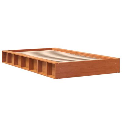 vidaXL Bed Frame without Mattress Wax Brown 90x190 cm Single Solid Wood Pine