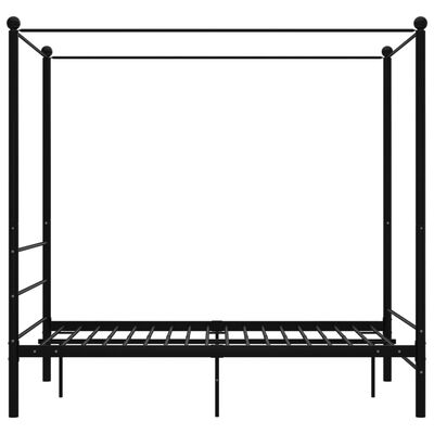 vidaXL Canopy Bed Frame without Mattress Black Metal 120x200 cm