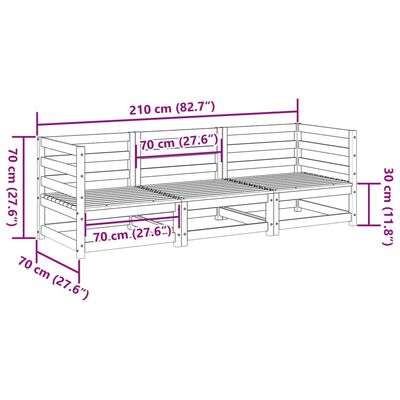 vidaXL 3 Piece Garden Sofa Set Impregnated Wood Pine