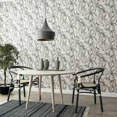 Noordwand Wallpaper Topchic Monkey Jungle Leaves Grey and Black