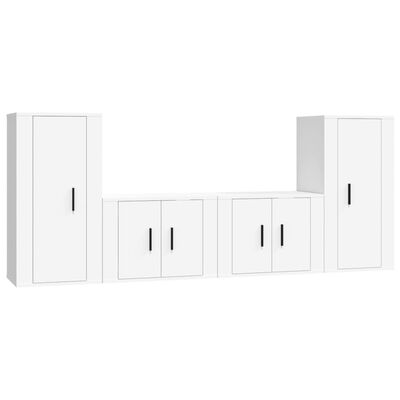 vidaXL 4 Piece TV Cabinet Set White Engineered Wood