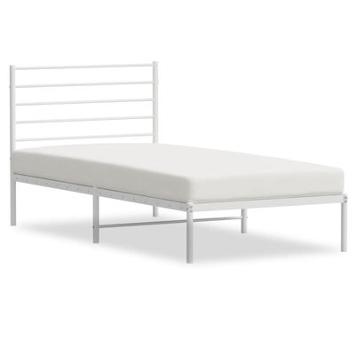 vidaXL Metal Bed Frame without Mattress with Headboard White 100x200 cm